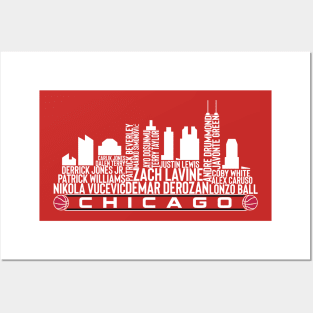 Chicago Basketball Team 23 Player Roster, Chicago City Skyline Posters and Art